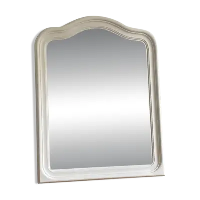Miroir ancien à chapeau de gendarme. Blanc. 72x56.
