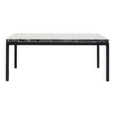 Table basse carrée des années 1960 avec plateau en marbre vert