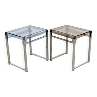 Lot de 2 tables d’appoint Marc Berthier années 60