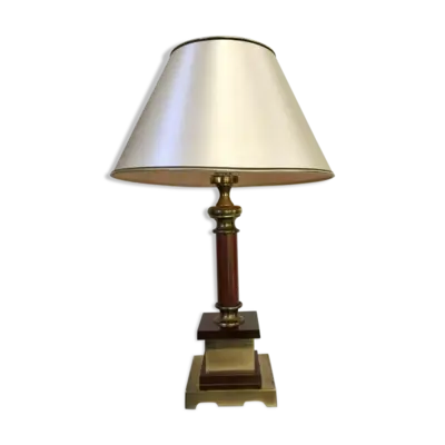 Lampe vintage bois et laiton