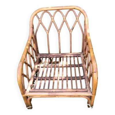 Fauteuil bambou rotin années 60/70 vintage