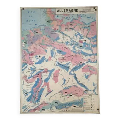Ancienne carte vintage MDI Allemagne agricole et population