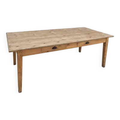 Table de ferme magasin rustique ancienne 2 tiroirs -2m22