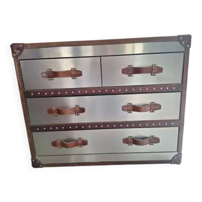 Commode vintage en cuir et acier Andrew Martin Howard