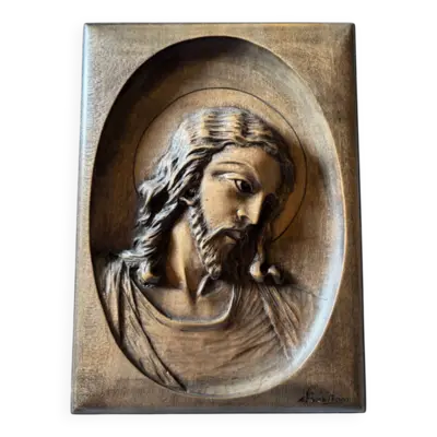 Sculpture en bois figurant Jésus