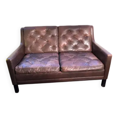 Canapé cuir 2 places scandinave 1960