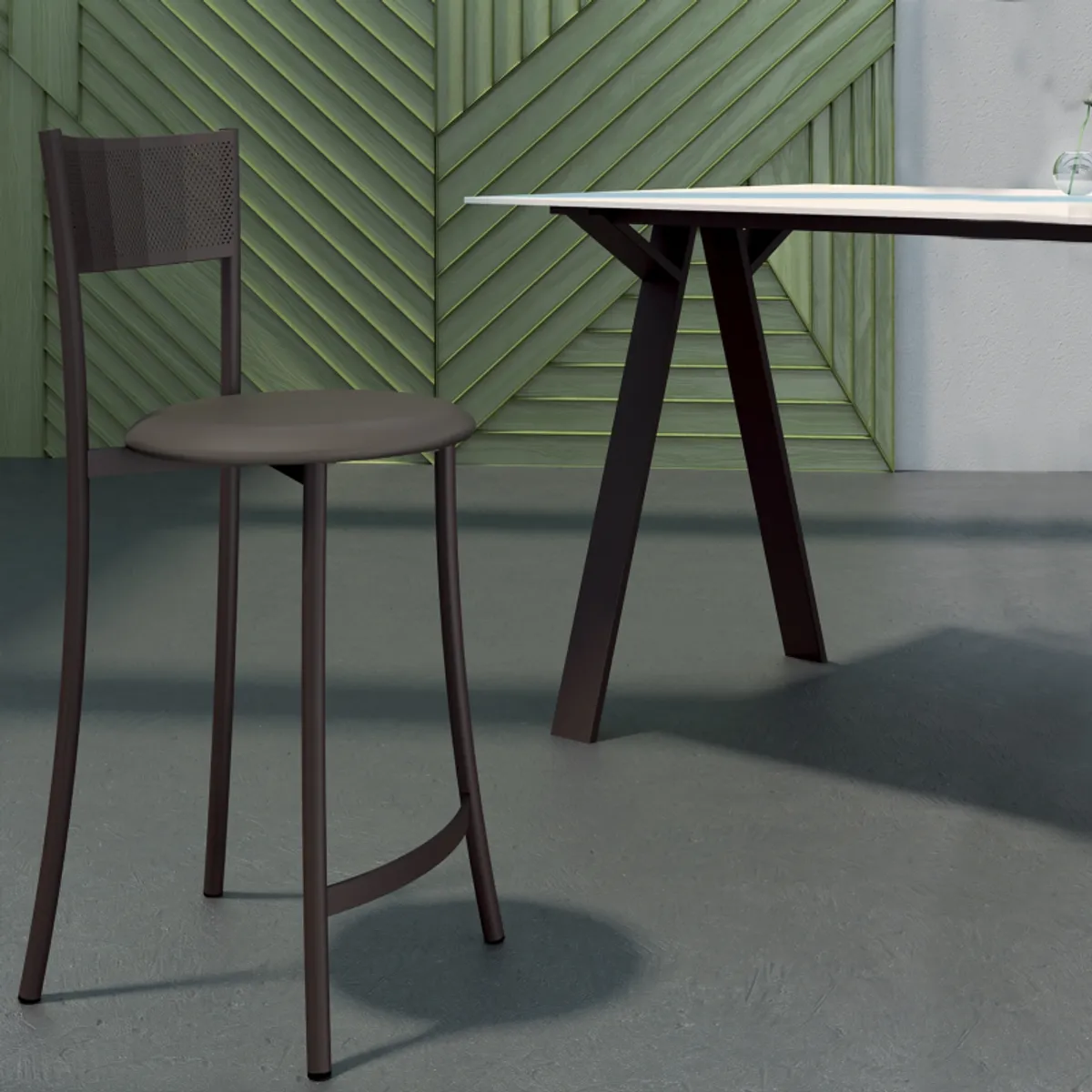 Wasabi Carrier® - Tabouret haut en simili et structure en métal fabrication française — vue 3