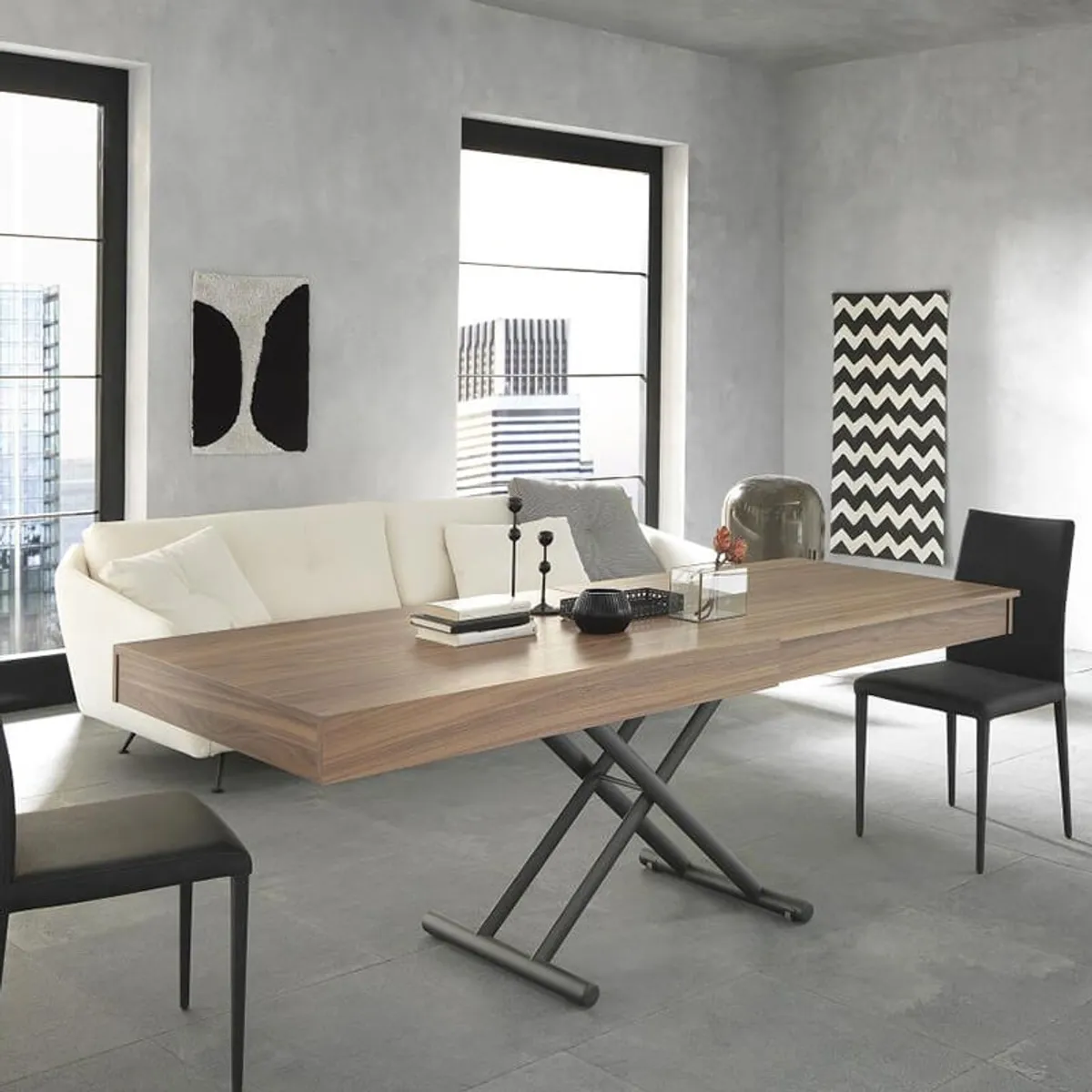 Febo AT046 - Table italienne relevable en bois avec allonges