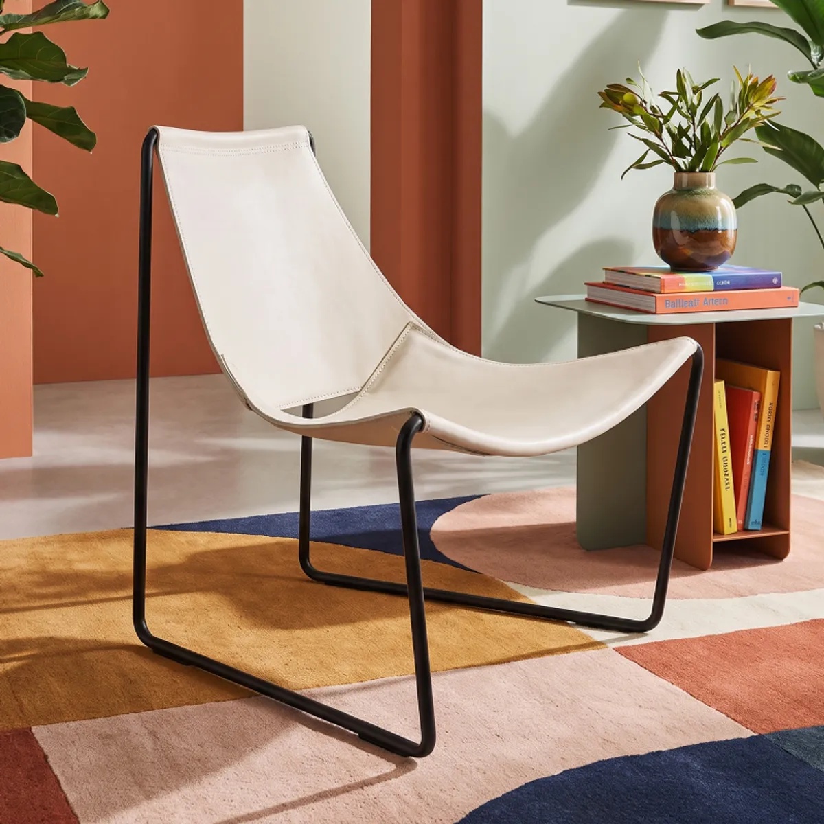Apelle Midj® - Chaise transat design en croûte de cuir et métal