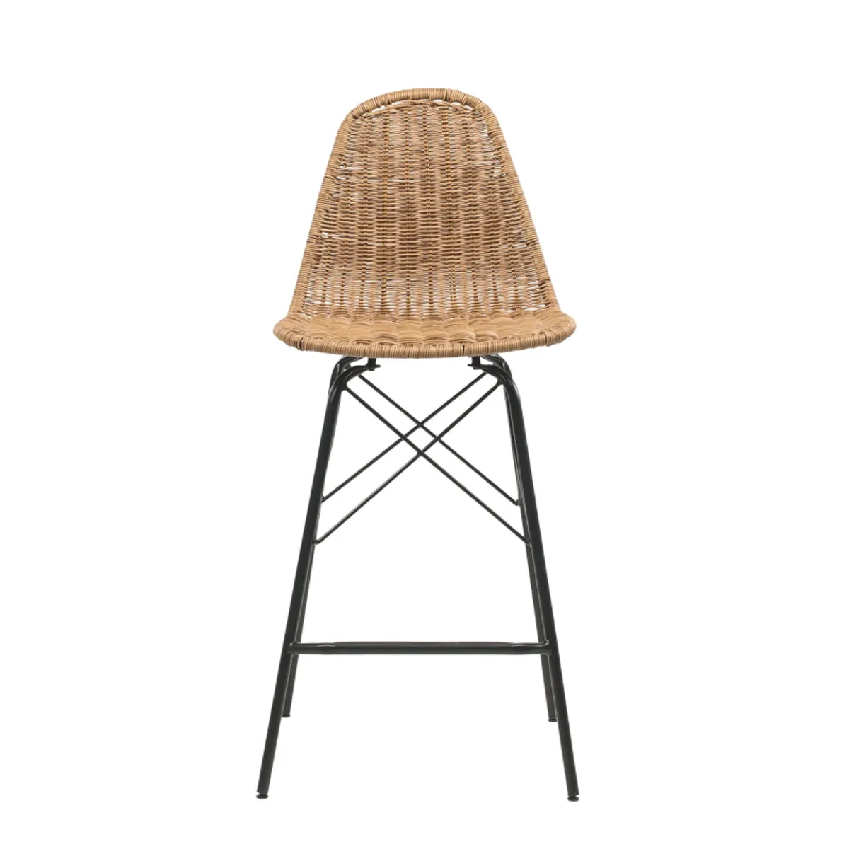 Java - Tabouret tressé ethnique avec pieds Eiffel — vue 5