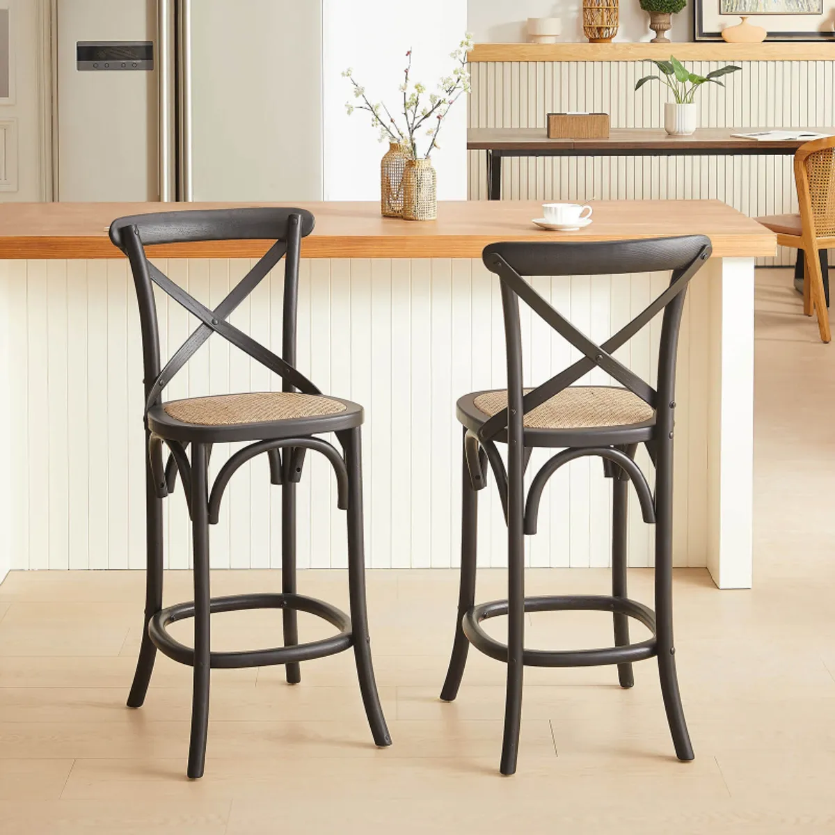 Cabaret - Tabouret snack style bistrot en bois — vue 4