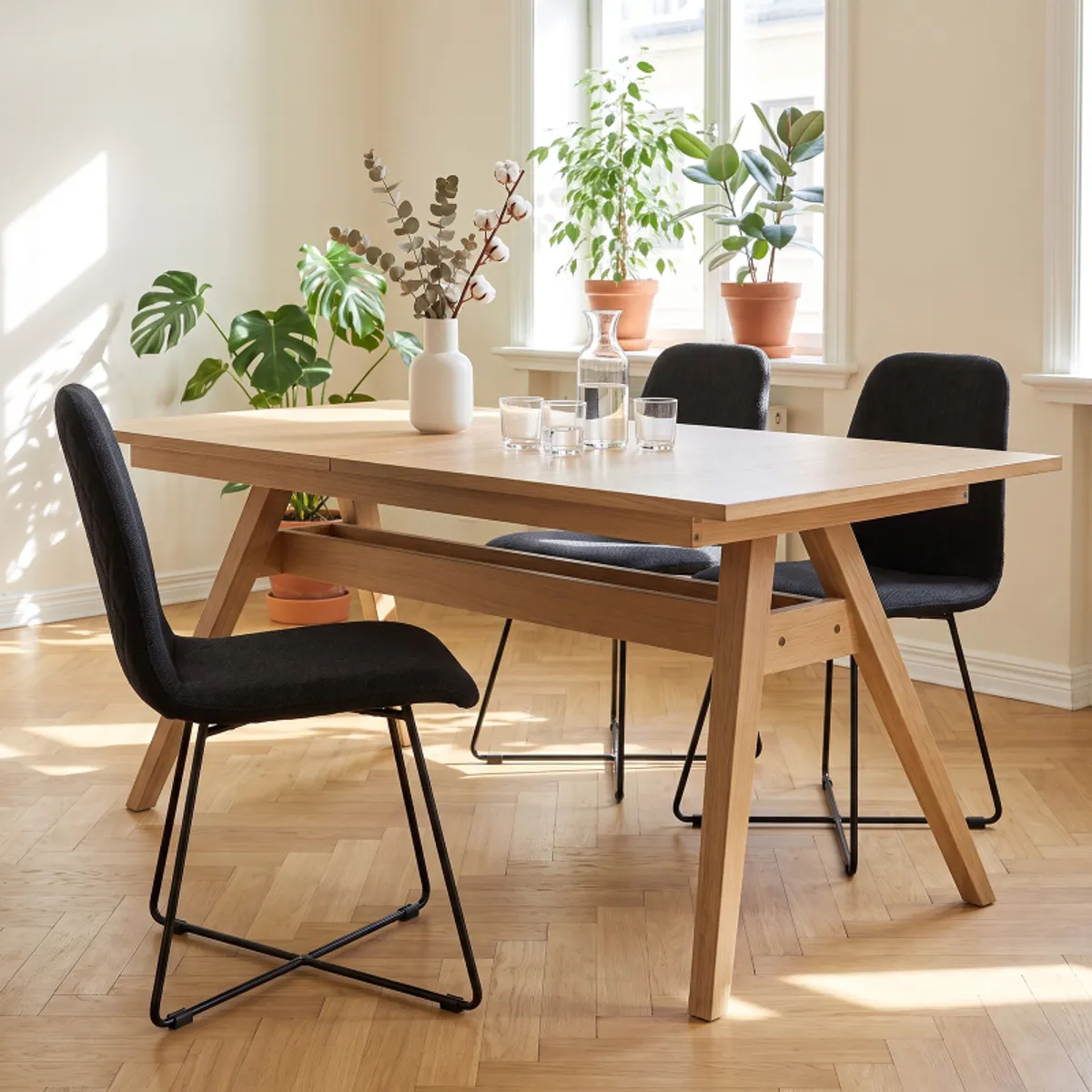 Pandora diamant - Chaise design scandinave en tissu pieds filaires en métal noir — vue 4