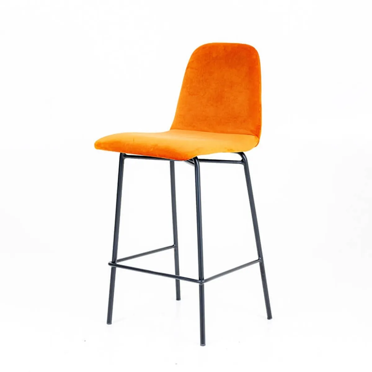 Pandora diamant - Tabouret snack dos matelassé en tissu et pieds métal — vue 3