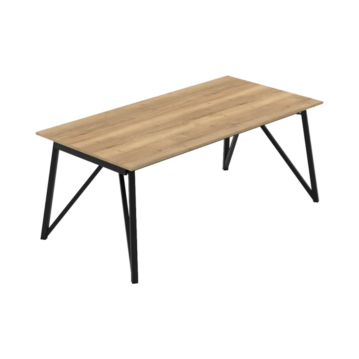 Claire - Table design extensible en mélaminé imitation chêne naturel avec pieds en métal noir — vue 3