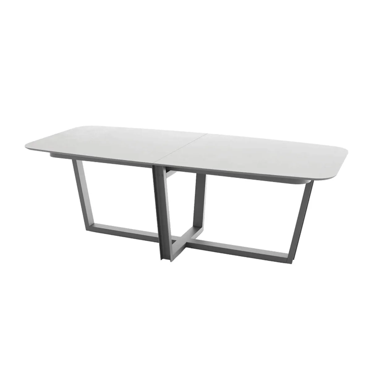 Viktor - Table tonneau en verre design et piétement en métal