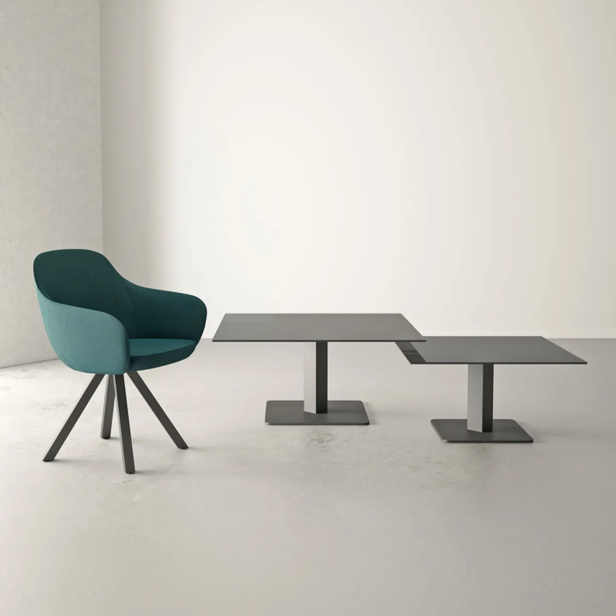 Ibero mini - Table basse carrée en verre avec pied central — vue 4