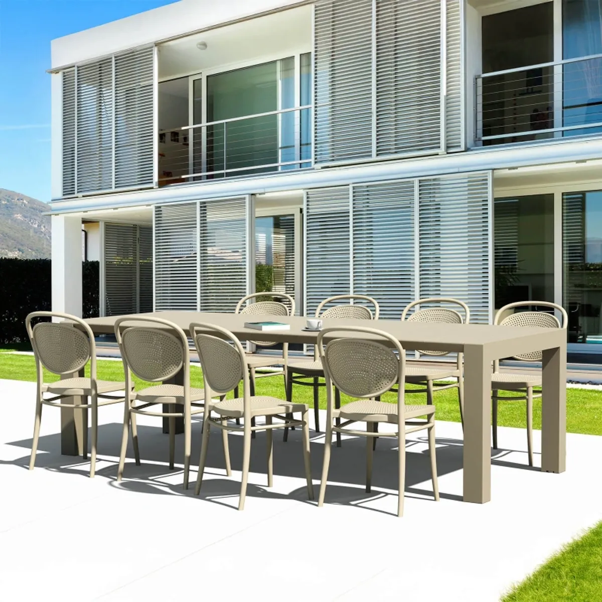 Marcel - Chaise de jardin moderne empilable en polypropylène — vue 3