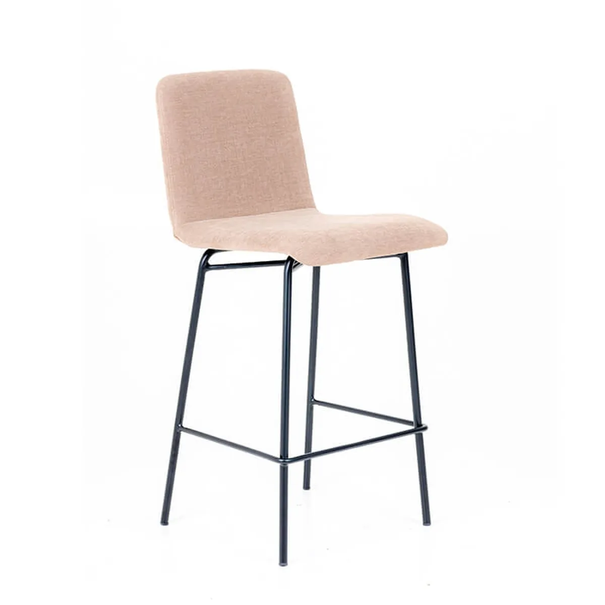 Plaza diamant - Tabouret snack avec dos matelassé en tissu pieds en métal