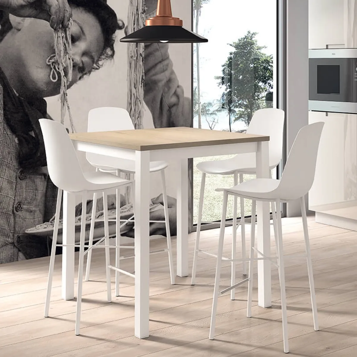 Cloe - Tabouret snack moderne en polypropylène et métal — vue 3