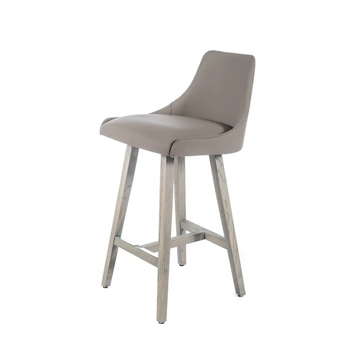 Lars - Tabouret snack moderne avec dossier et pieds en bois — vue 3