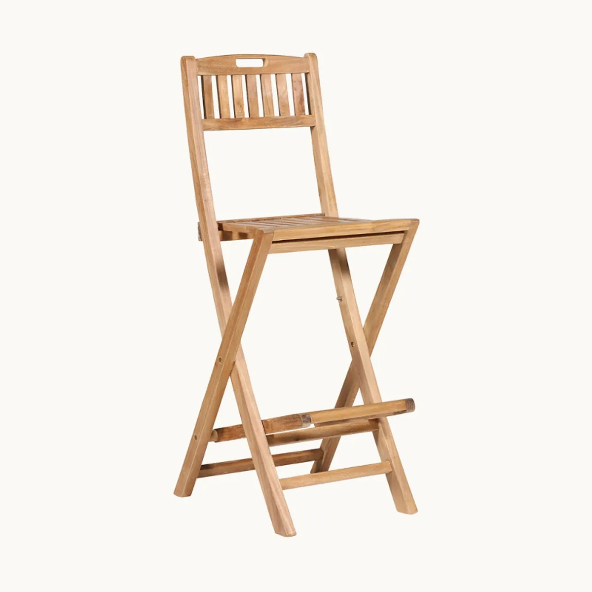 Menhir - Tabouret de bar pliant pour jardin en teck massif