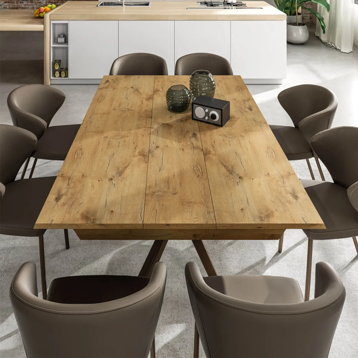 Lungo largo - Table design italienne extensible avec pied mikado — vue 5