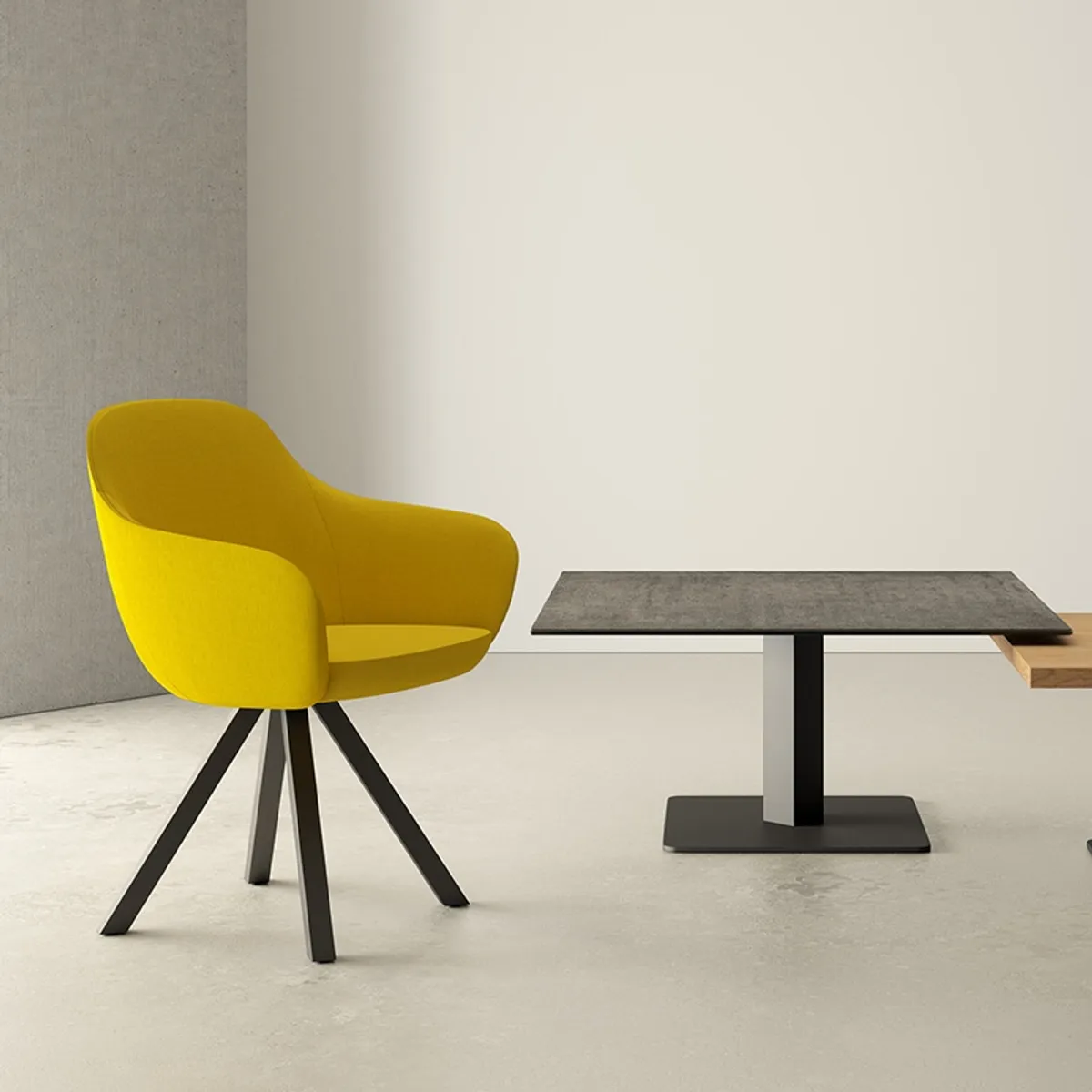 Ibero mini - Table basse carrée en céramique avec pied central — vue 4