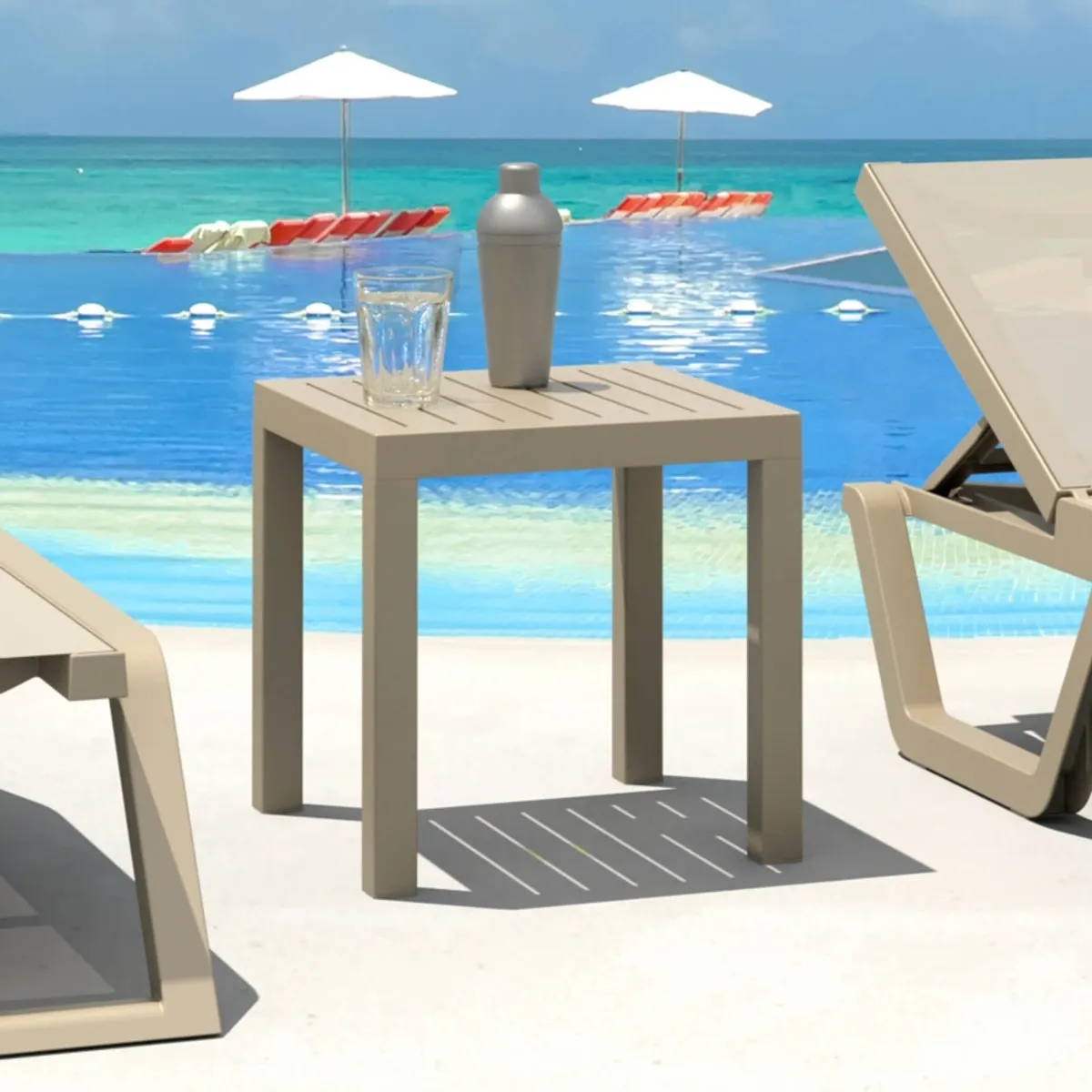 Ocean Side - Table basse d'appoint carrée en résine pour jardin