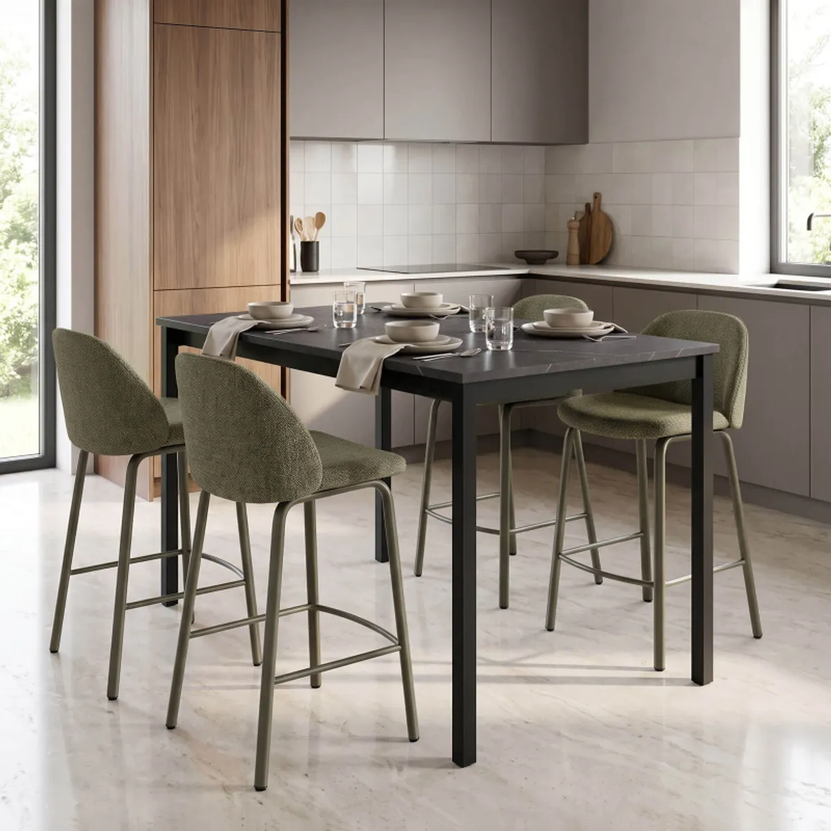 Sofia - Tabouret snack confortable en tissu avec pieds en métal — vue 5