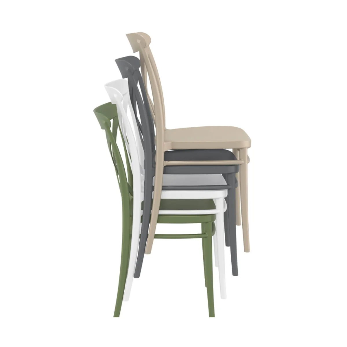 Cross - Chaise de cuisine style bistrot empilable en polypropylène — vue 3