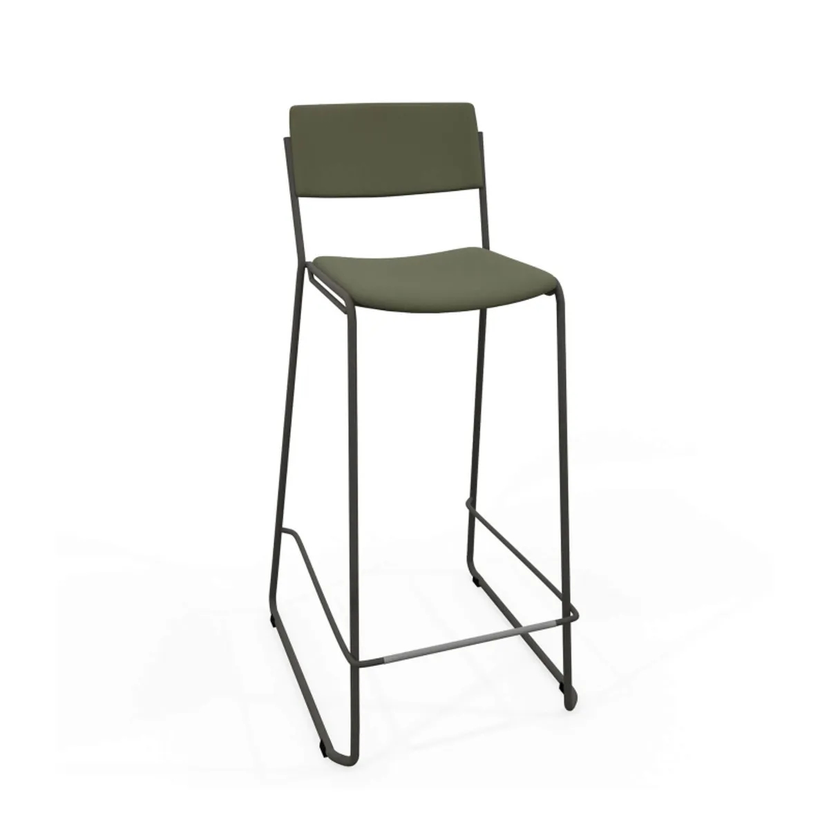 Zoom - Tabouret de bar moderne en simili avec pieds traîneau