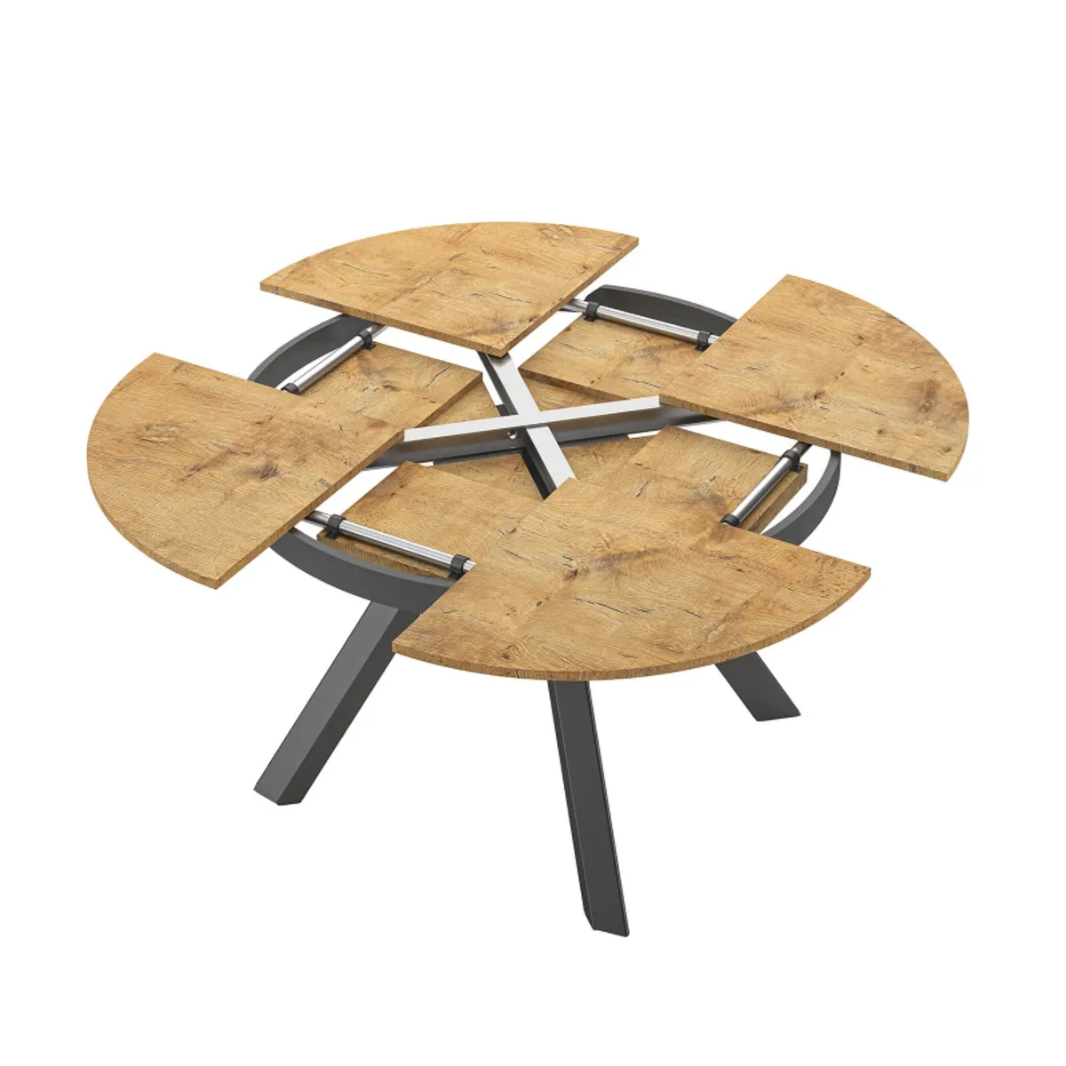 Petalo - Table ronde design extensible avec pieds en métal — vue 5