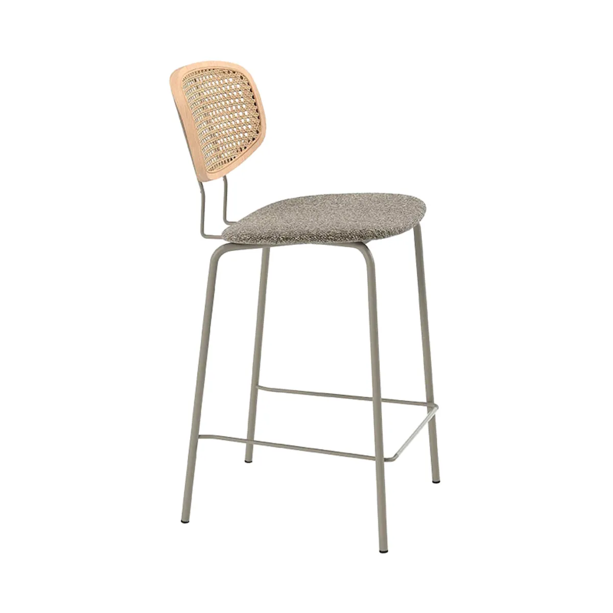 Ritmo - Tabouret snack rétro avec dossier cannage rotin et assise en simili — vue 4