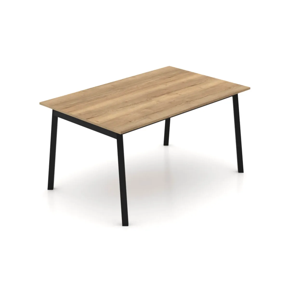 Bérénice - Table extensible en mélaminé chêne naturel avec pieds en métal noir — vue 3