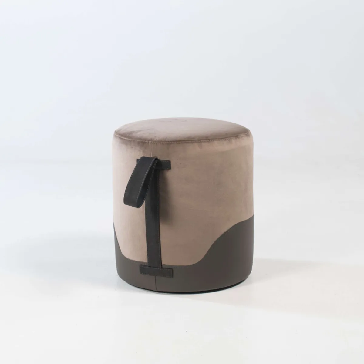 Edith - Pouf rond bicolore et bimatière — vue 5