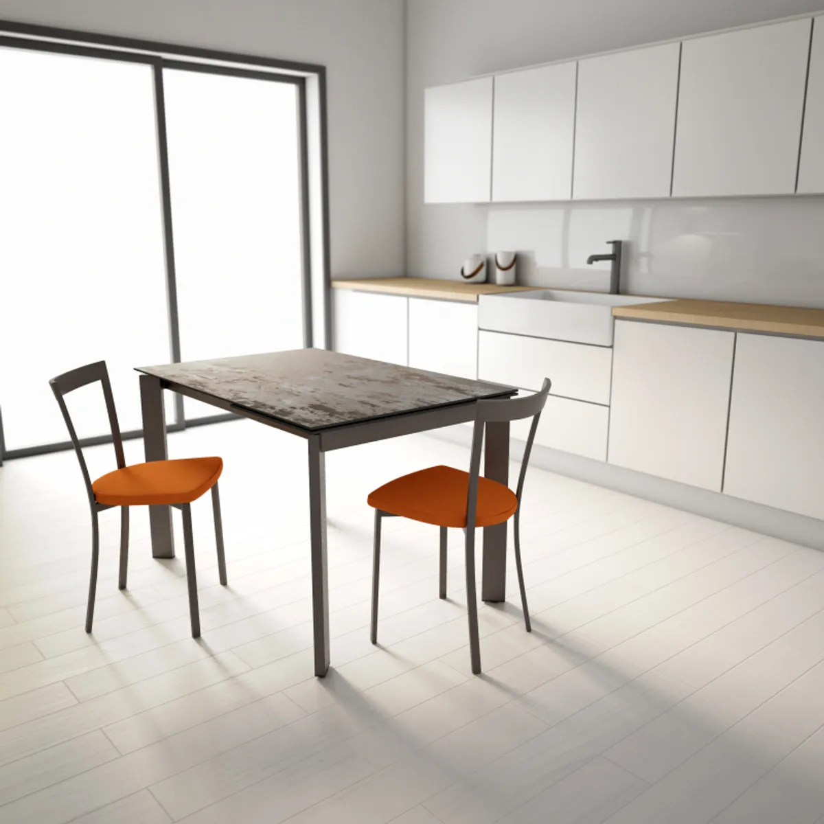 Poker - Table extensible Dekton pieds métal