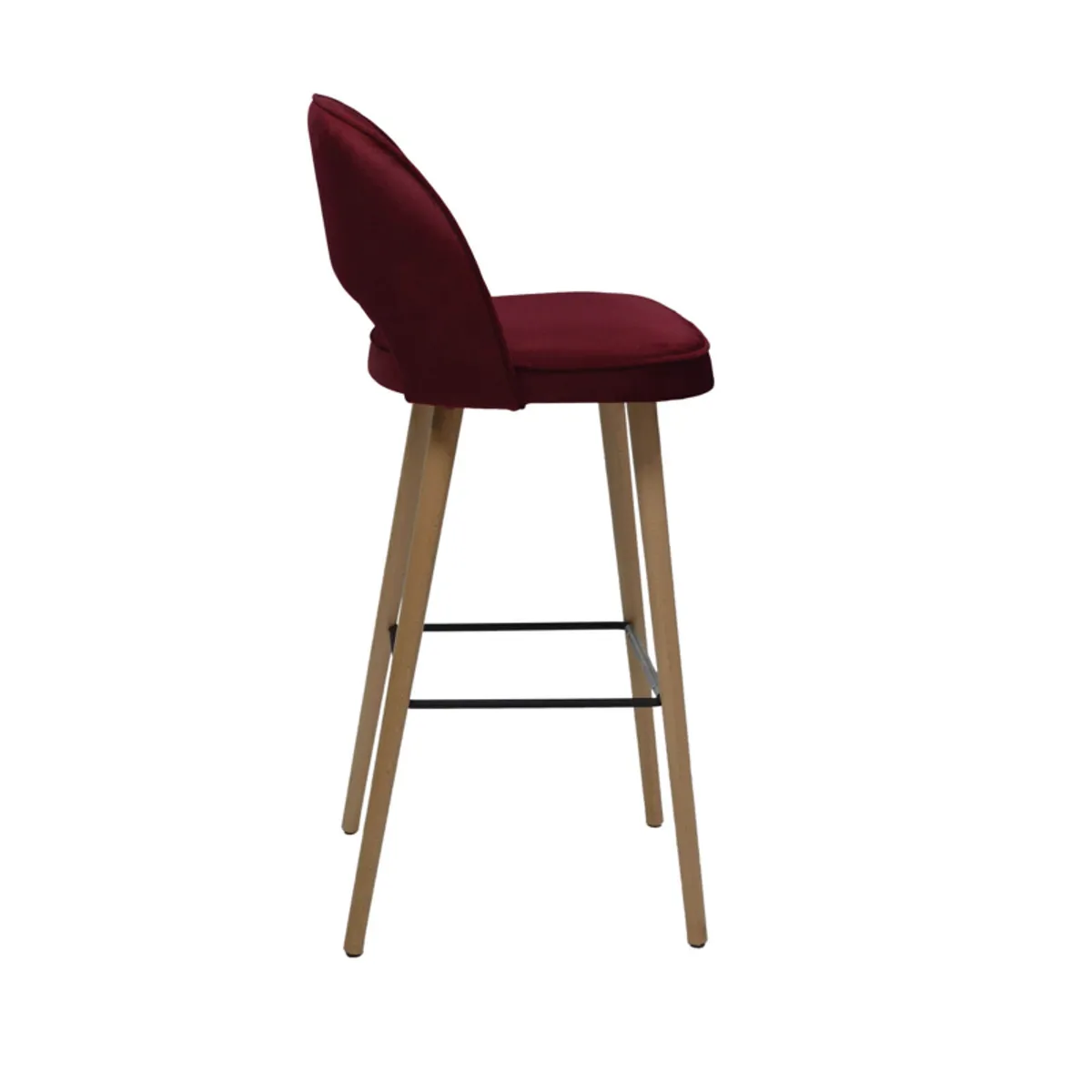Bistrot - Tabouret de bar en tissu dossier ajouré avec pieds en bois — vue 4
