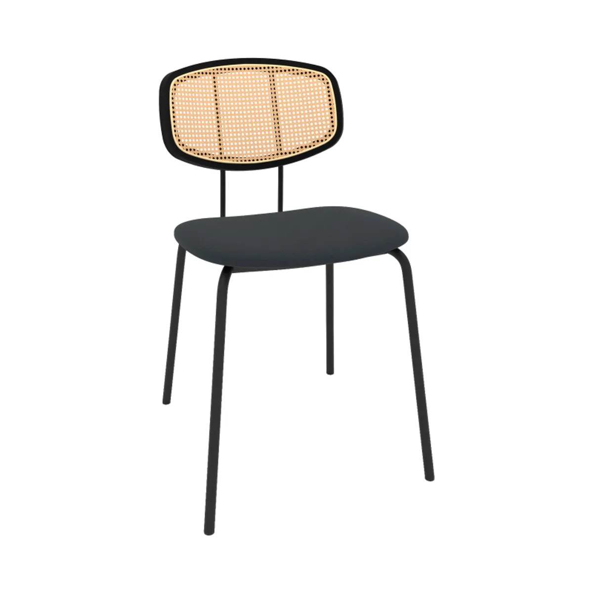 Ritmo - Chaise rétro avec dossier en cannage rotin et assise en simili — vue 4