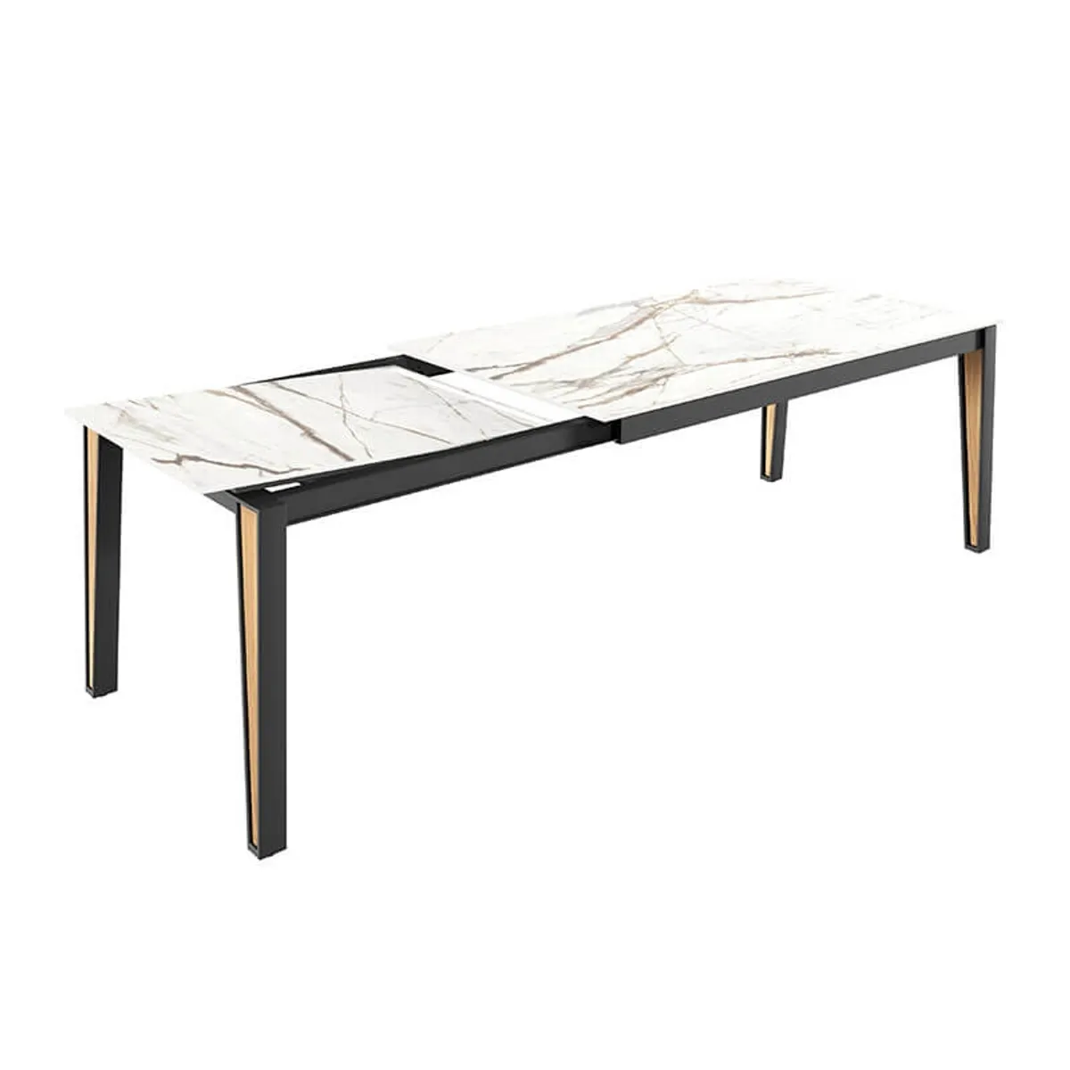 London - Table en Dekton extensible avec pieds en métal et bois — vue 3