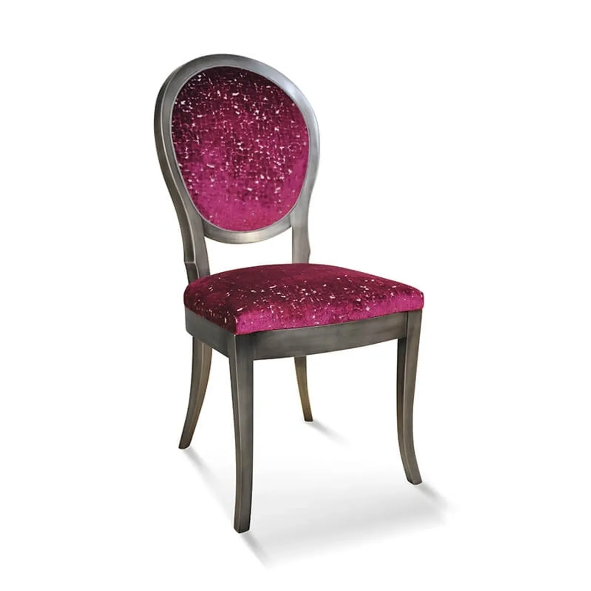 Pauline - Chaise médaillon en bois massif et tissu fabrication française