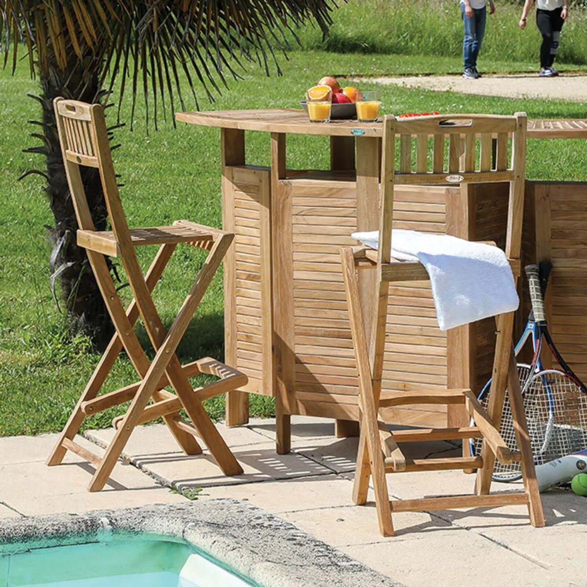 Menhir - Tabouret de bar pliant pour jardin en teck massif — vue 3