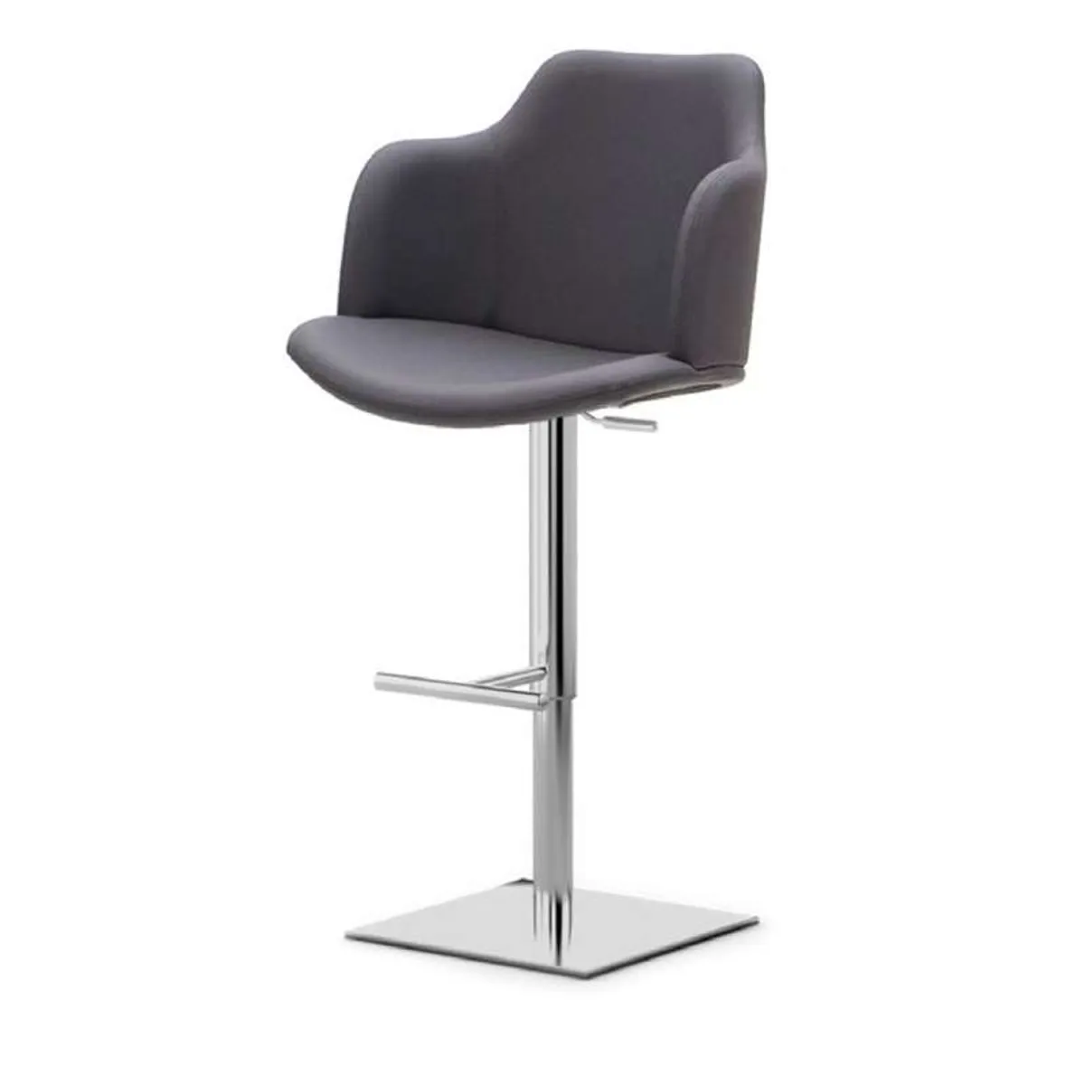 Glamour P - Tabouret pivotant et réglable en hauteur avec accoudoirs et pied chromé — vue 3