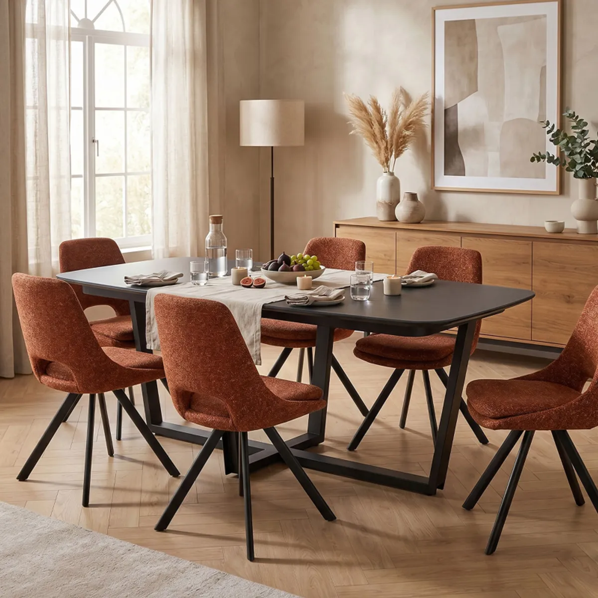 Viktor - Table en céramique design forme tonneau avec pieds modernes