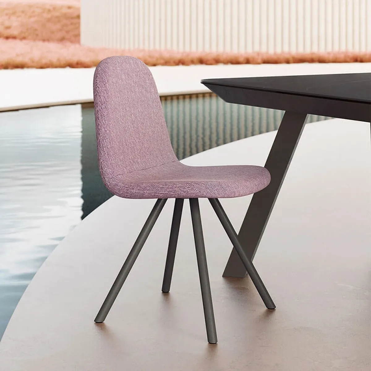 Galet Mobliberica® - Chaise design en tissu avec pieds en métal