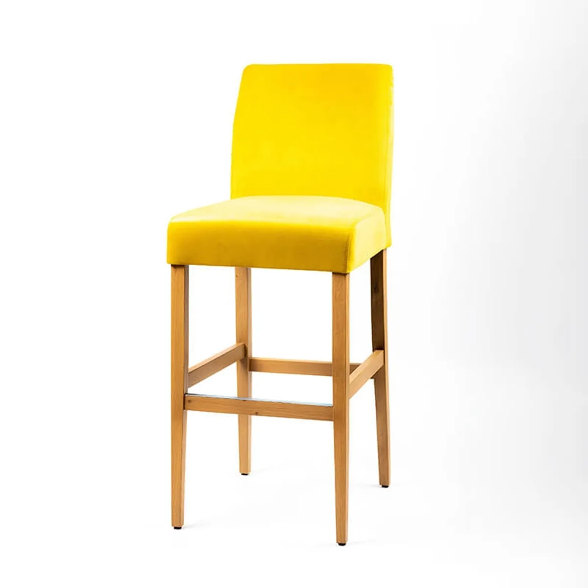 Fritz line - Tabouret de bar avec dos en tissu matelassé et pieds en bois — vue 5