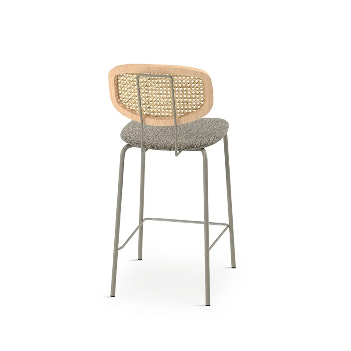 Ritmo - Tabouret snack vintage dossier en cannage avec assise tissu — vue 5