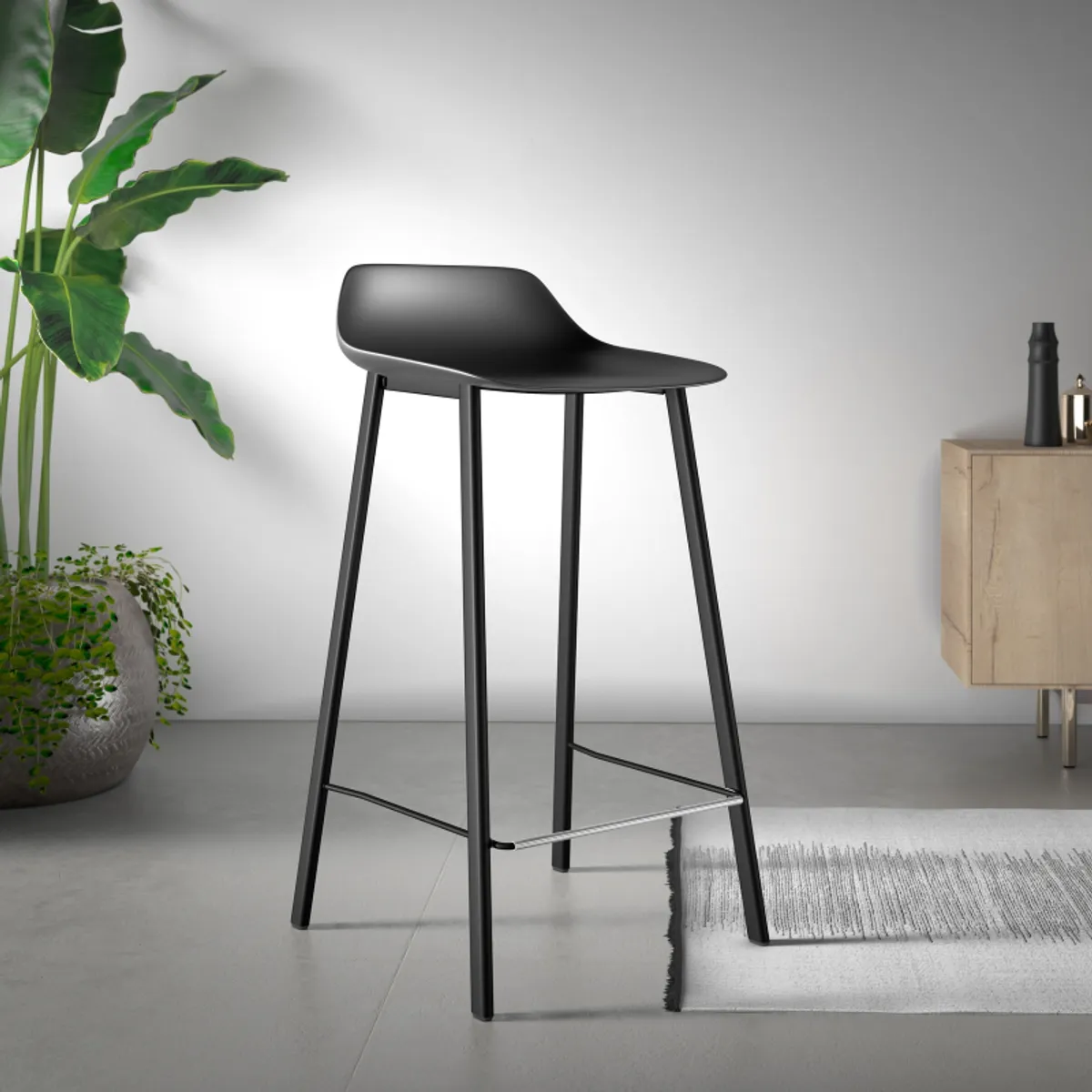 Louis - Tabouret snack moderne en polypropylène
