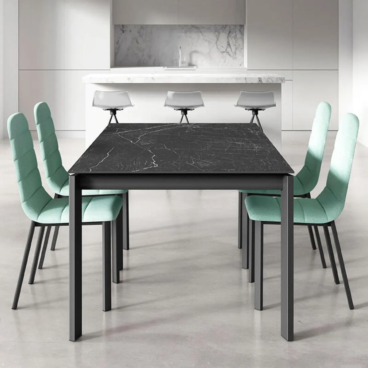 Lotus - Table contemporaine en Dekton avec pieds en métal — vue 4