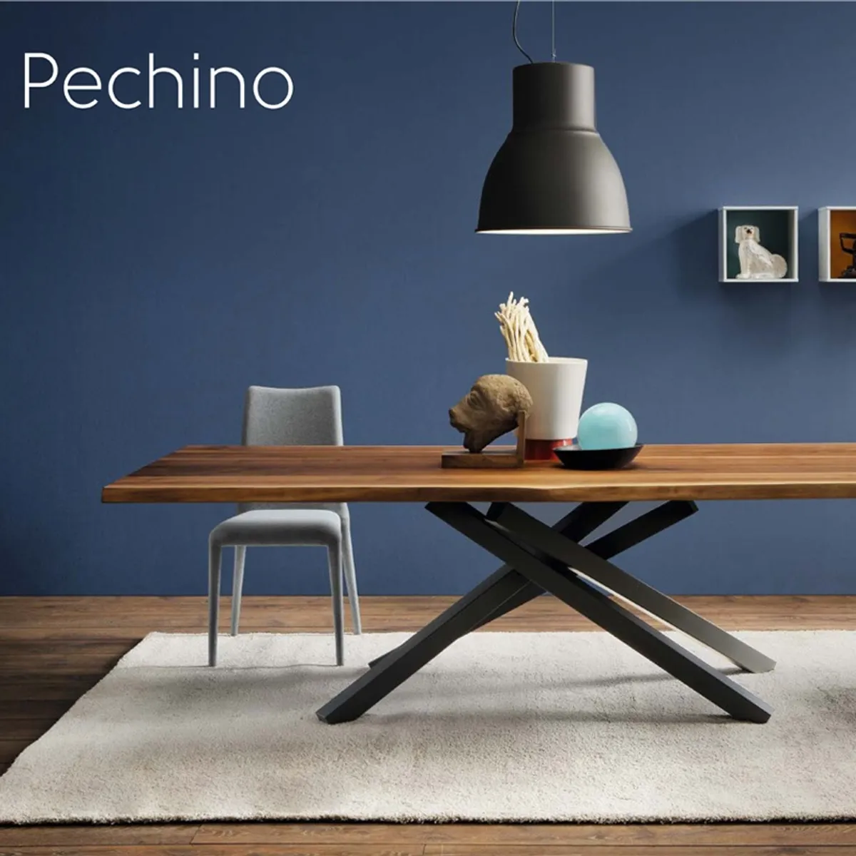 Pechino Midj® - Table design en bois massif piétement mikado en métal — vue 5