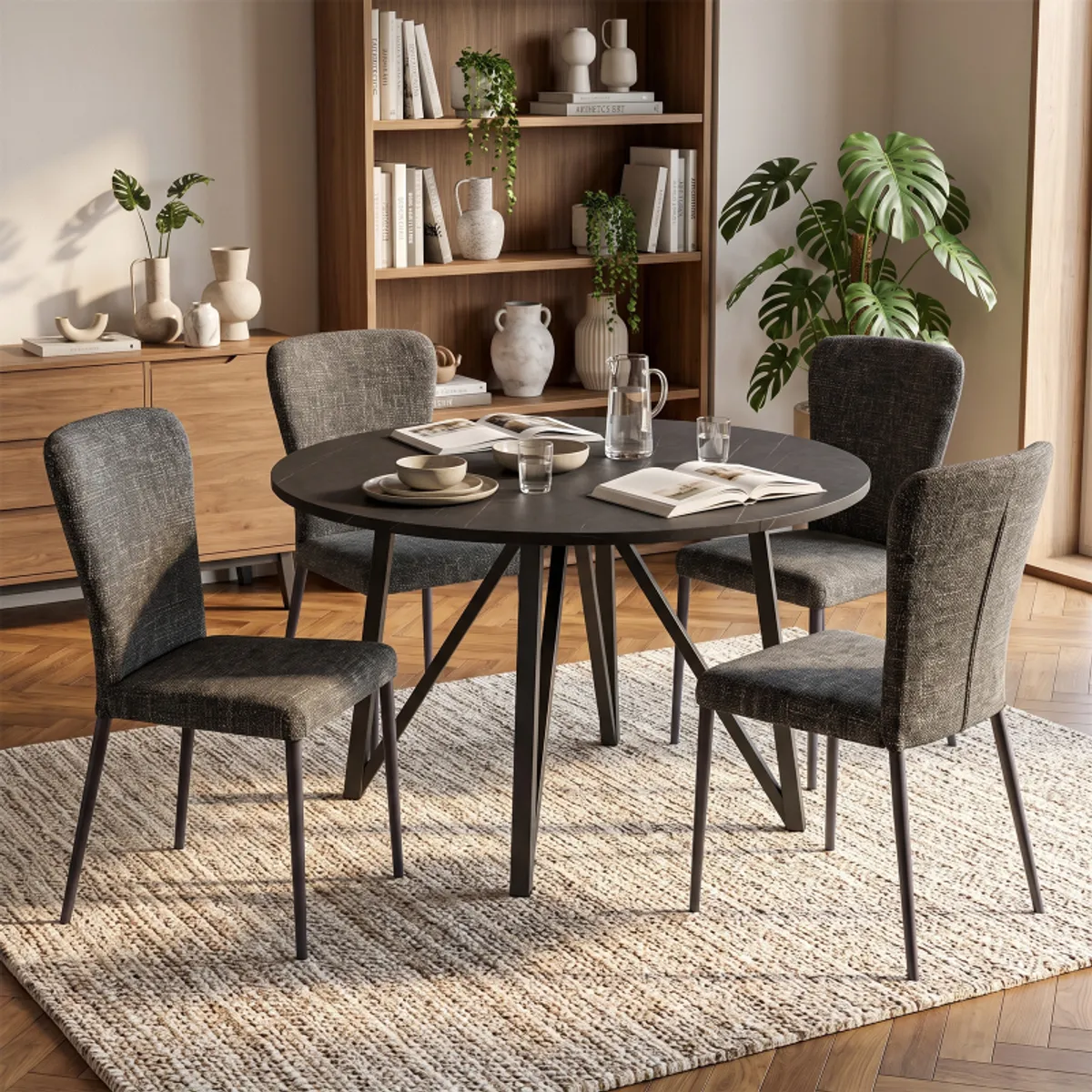 Francine - Chaise moderne en tissu avec pieds en métal — vue 4